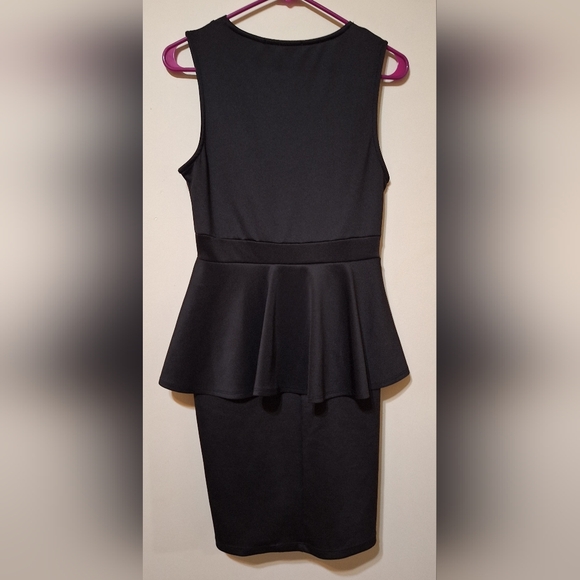 Vintage Jonathan Martin medium v-neck peplum satin mini dress - Picture 2 of 6